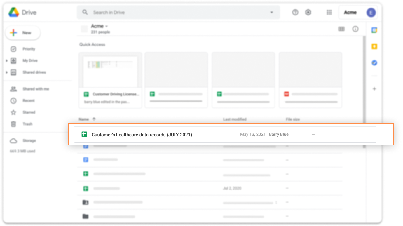 Discovering healthcare records in Google Drive 