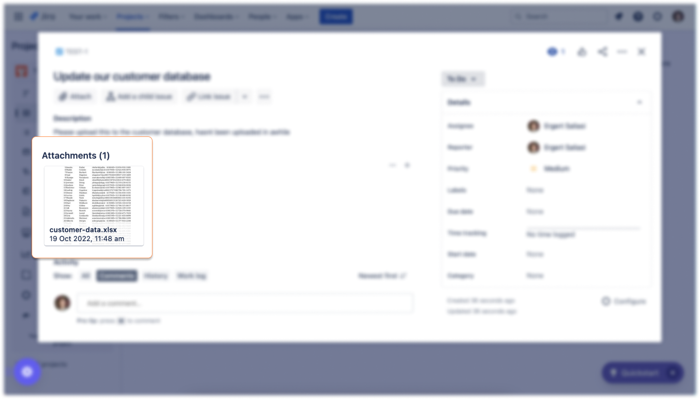 Customer data detected in Jira ticket