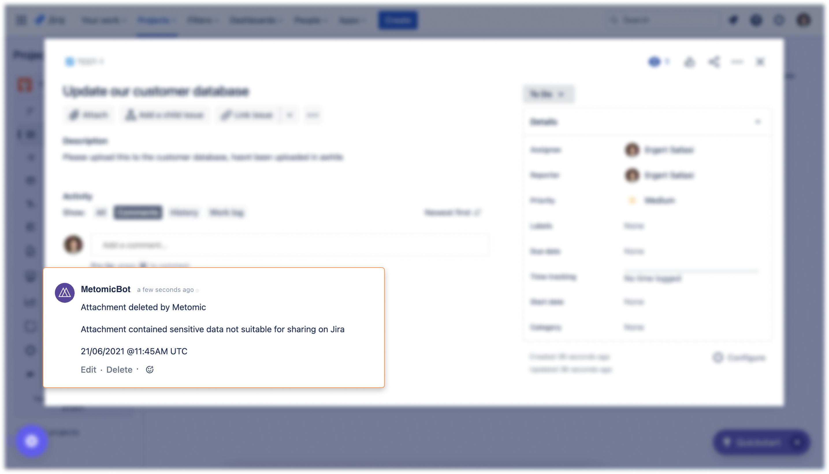 Automatic redaction in Jira