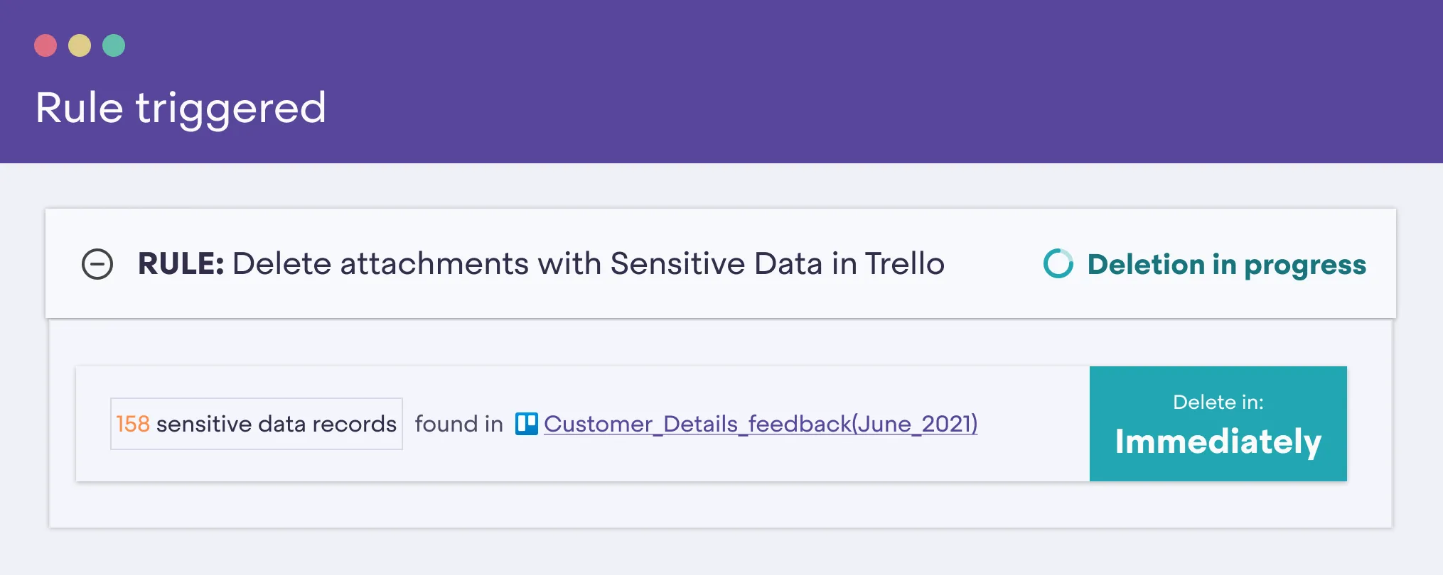 Rules in action via the Metomic platform